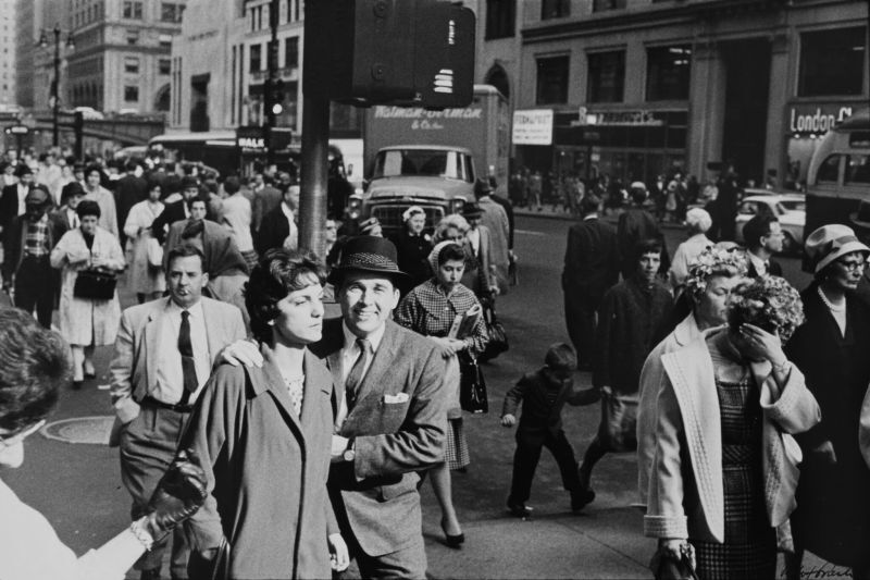 From the Bus (Crowd On A Sidewalk) Lot Sold  16,510 USD, Album: «On the Road» by Robert Frank from the Collection of Arthur S. Penn