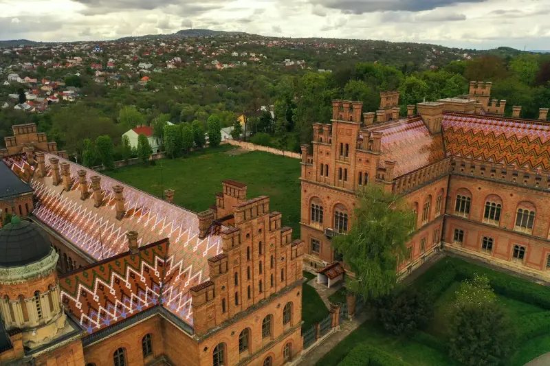 Chernivtsi, Chernivtsi Oblast, Ukraine — Chernivtsi University - a masterpiece of Habsburg architecture — photo captured with DJI Mavic 2 Pro, Hasselblad L1D-20c 28.0 mm f/2.8
